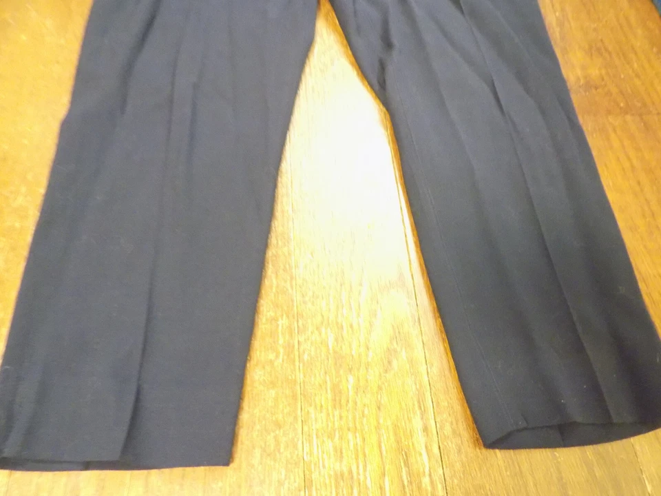 Pantalones MARINA RINALDI Talla 23 100% Lana Azul Marino Oscuro Carrera Informal 34"x27" Cremallera Lateral Foto 3 de 4