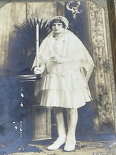 Antique 1930s Great Depression Portrait Girl 1st First Communion Religious Photo