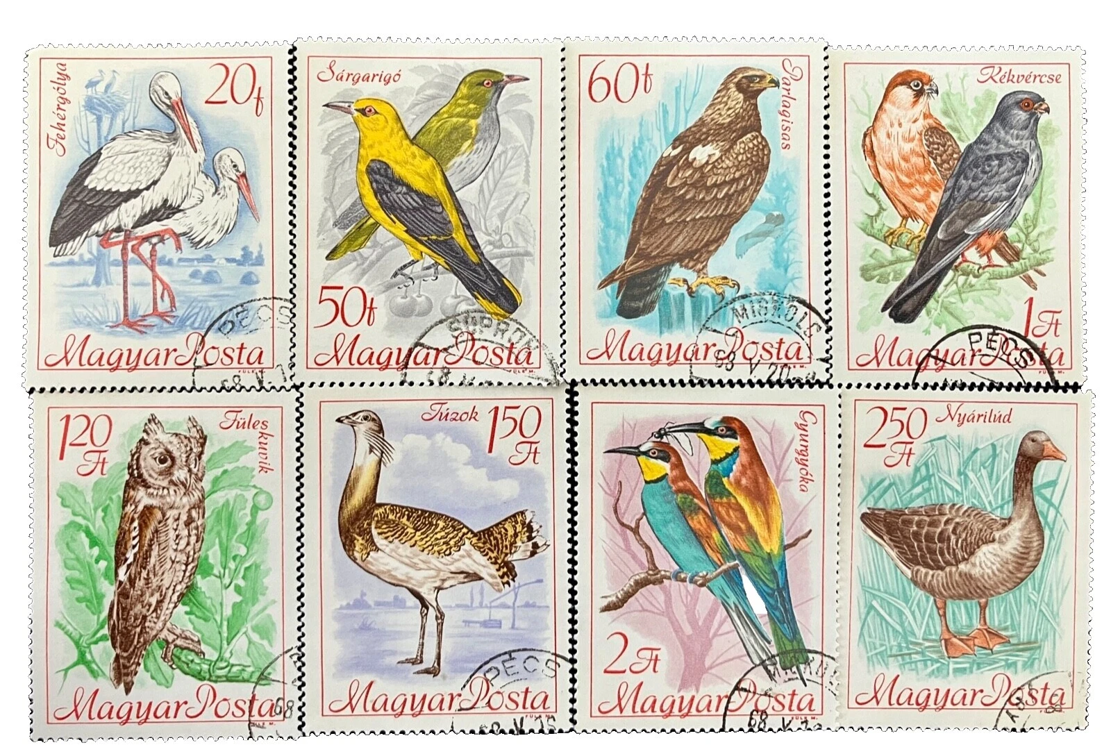 Несколько венгерских марок с птицами