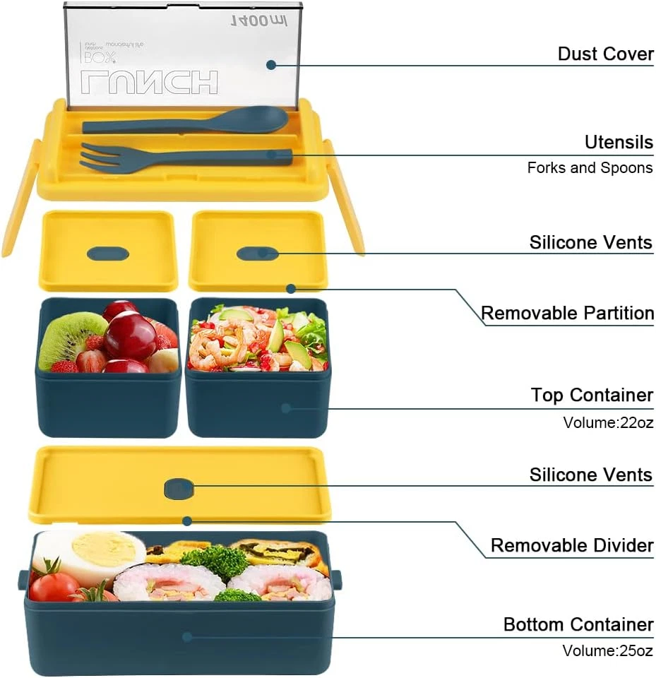 Natraprow Bento Box Adult Lunch Box, All-In-One Lunch Containers with Removable Natraprow Bento Box Adult Lunch Box, All-In-One Lunch Containers with Removable