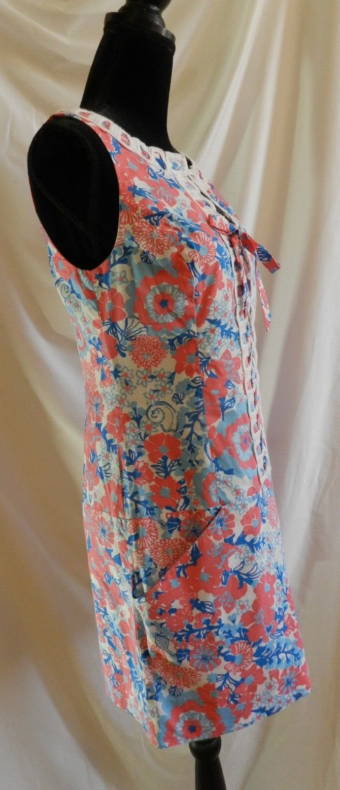 Lily Pulitzer Coral Pink Blue White Sheath Dress … - image 6