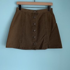 American Eagle Skirt 8 Brown Y2K Mini Button Down Deadstock Rare Twill Throwback
