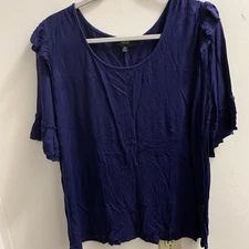 Naïf Blouse Blue Short Sleeves 3XL Pit To Pit 23” Length 29” 