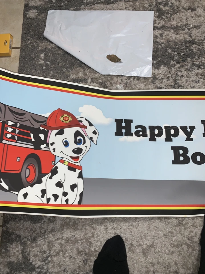 Bowen Fighter Dept Truck Fireman Happy Birthday Party Banner - Image 2 of 4