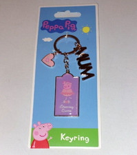 MUM Dancing Queen PEPPA PIG KEYRING Lilac Tag Pink Heart Silver MUMMY Child Gift