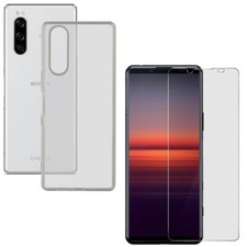 For SONY XPERIA 5II TRANSPARENT CASE COVER TEMPERED GLASS FILM 5 II