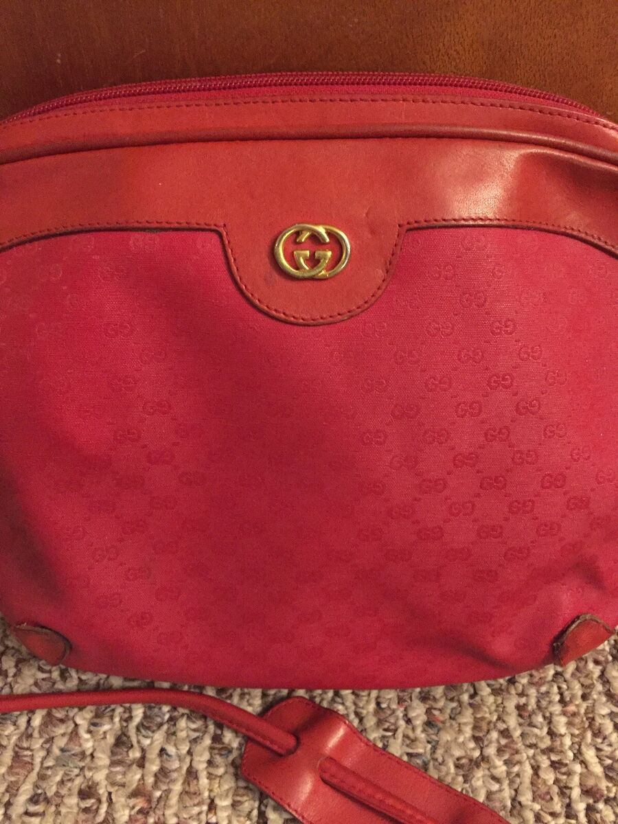 Vintage RARE Red GUCCI GG Crossbody Monogram Shoulder Bag | eBay Vintage RARE Red GUCCI GG Crossbody Monogram Shoulder Bag | eBay