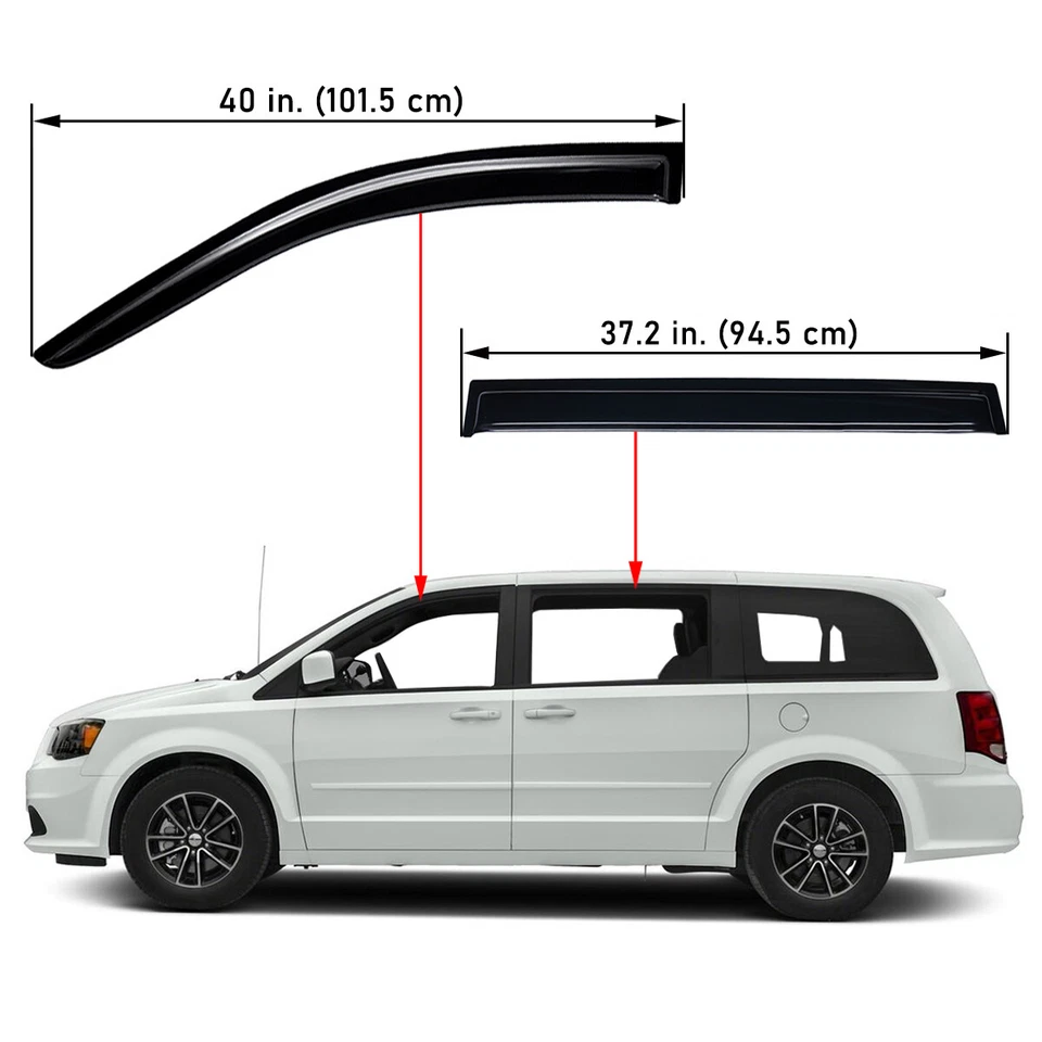 Smoke Window Visors Vent Shade fits 08-18 Dodge Grand Caravan Town & Country Foto 2 de 4