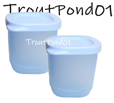 Tupperware Basic Bright Square Round 3 oz Ice Pastel Blue Herb Storage Snack Set