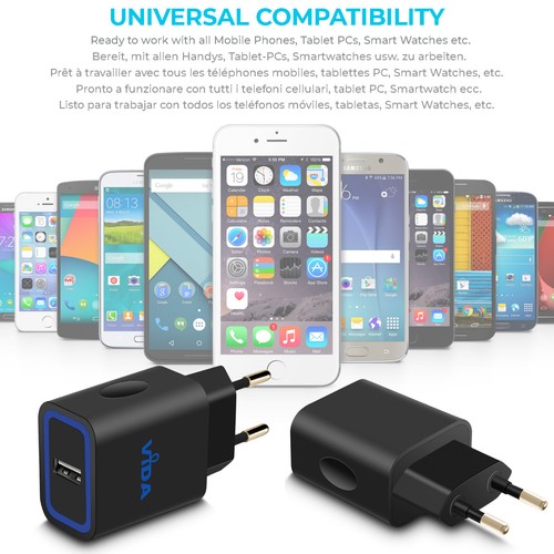 Super Rapide Smart USB Adaptateur Chargeur Secteur Mural Européenne 12W + Câble - Photo 5/8