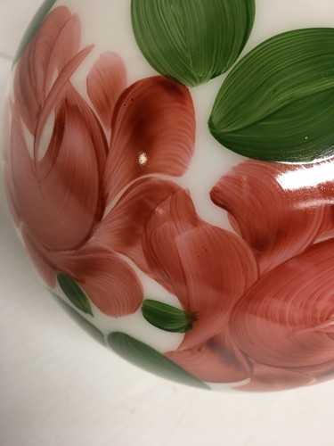 Base de 4 pulgadas vintage de vidrio GWTW pantalla de lámpara con flores pintadas a mano - Imagen 9 de 12