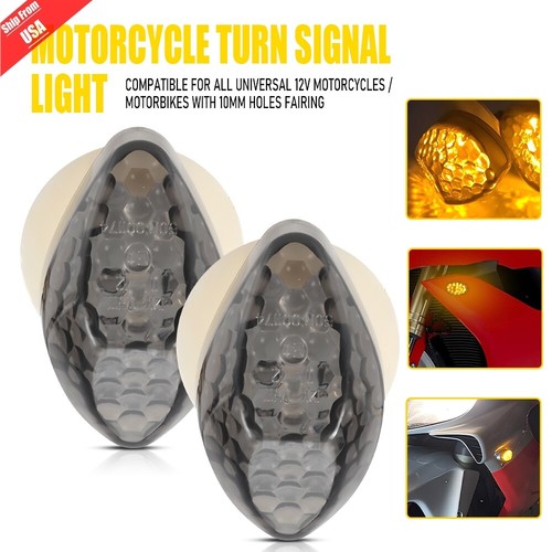 Motorcycle Mini LED Turn Signals Indicators Running Blinker Amber Light With E Mark Handle Grip Lamp For Harley Softail Touring
