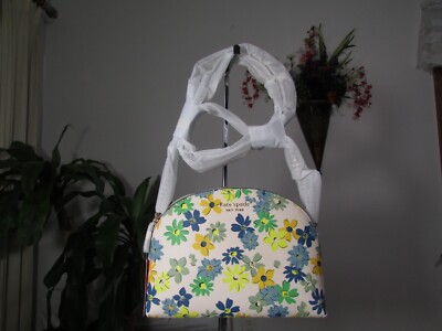 NWT Kate Spade Floral Medley Double Zip Dome Chain Crossbody K6475 Parchment