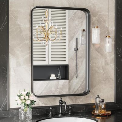 Vanity Bathroom Mirror Wall Metal Framed Rectangular Modern Mirror for ...