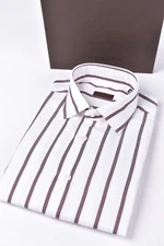 STILE LATINO handmade shirt $805 41 US 16 CARLO RIVA cotton silk cashmere stripe