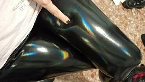 Sexy PVC Brillantes Leggings No Látex Cuero Cintura Alta Pantalones Foto 3 de 4