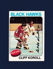 Cliff Koroll signed Chicago Blackhawks 1975 Topps hockey card