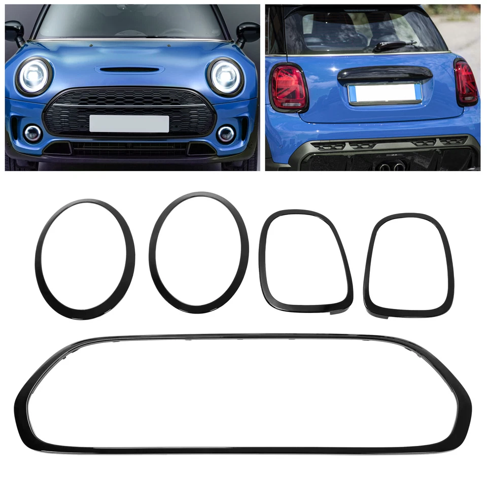 Black Grill+Headlight+Taillight Trim Bezel For Mini Cooper S F55 F56 F57 14-21 Foto 2 de 4