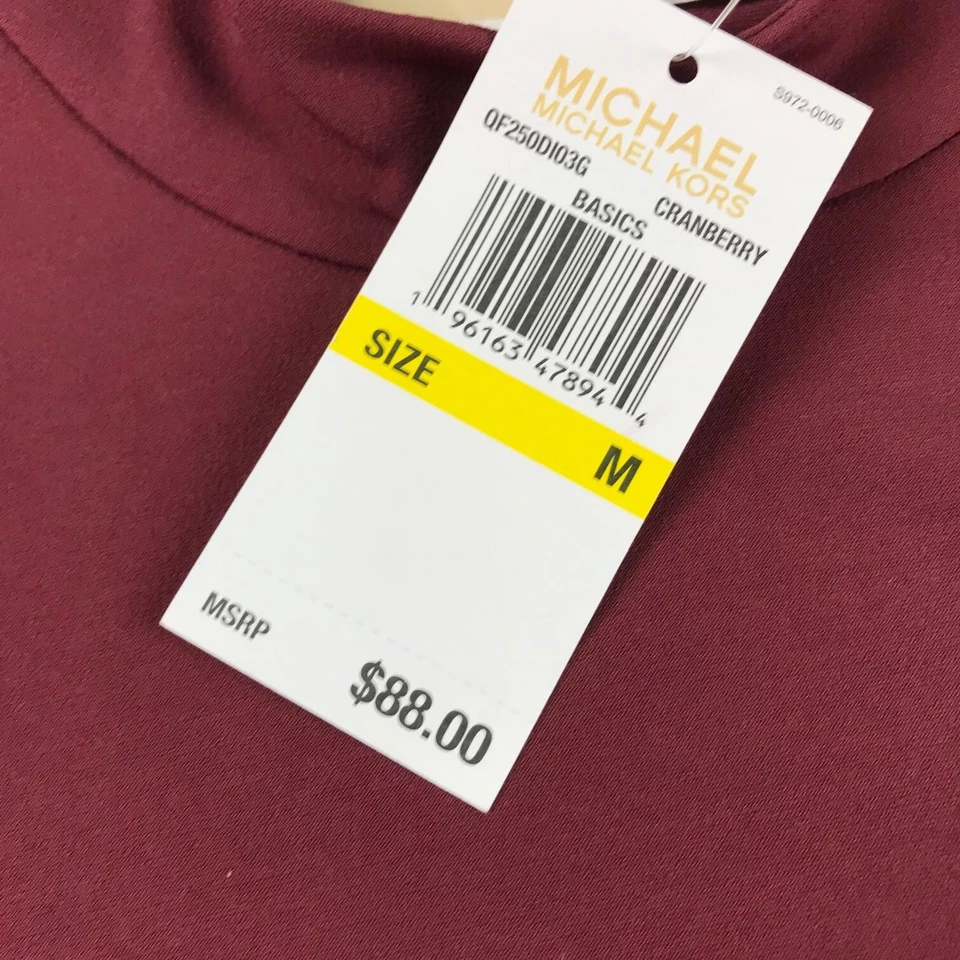 Camisa Michael Kors feminina média vermelha botão de ombro leve nova com etiquetas - Imagem 4 de 4