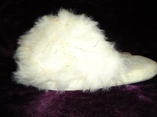 INC WOMENS FLUFFY FAUX FUR M L XL IVORY WHITE BLING SCUFF PLUSH SLIPPERS NWT