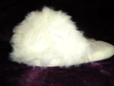 INC WOMENS FLUFFY FAUX FUR  M L XL  IVORY WHITE BLING SCUFF PLUSH SLIPPERS NWT