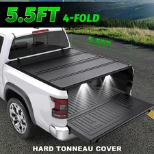 5.5FT Hard Bed Truck Tonneau Cover 4-Fold For 2007-13 Toyota Tundra Extra+LED