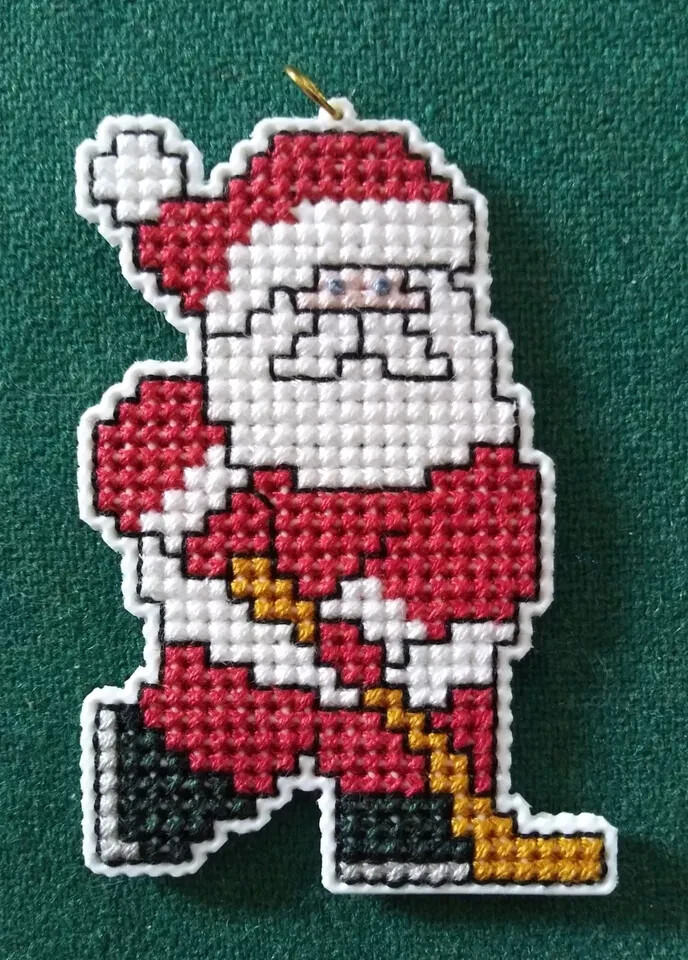 Sport Santa Ornament Hockey Cross Stitch Chart Pattern