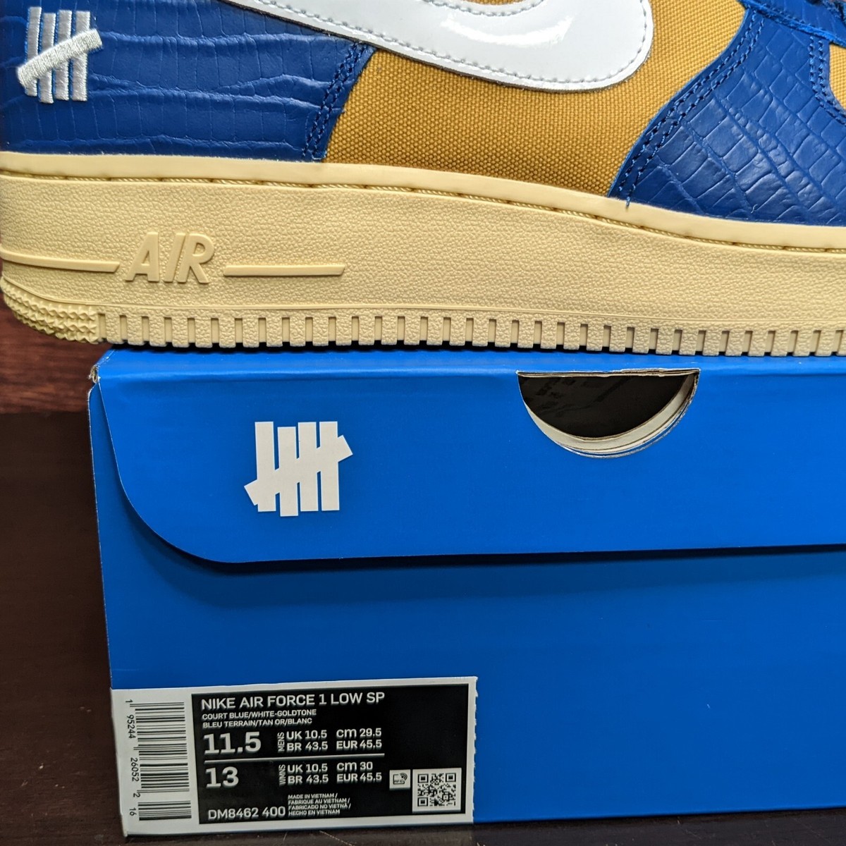 Nike Air Force 1 Low SP Undefeated 5 On It Men\'s 11.5 Blue Yellow Croc shoes Undefeated Air Force 1 5 On It Blue Croc Sneaker Review  main image 3