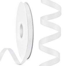 White Double Faced Satin Ribbon 3/8 Inch x 50 Yards For Crafts Sewing