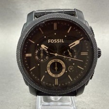 Fossil Machine Chronograph Watch Men 42mm Brown Dial Black Tone FS-4682 New Batt