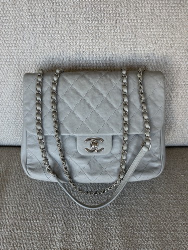 Chanel Urban Companion Flap Bag Quilted Caviar Large Grey