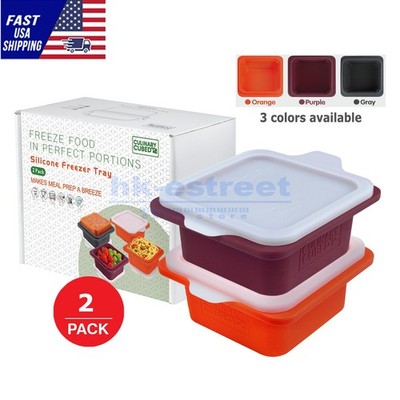 CulinaryCubed 2PCS High-Quality Silicone Meal Prep Food Storage Containers