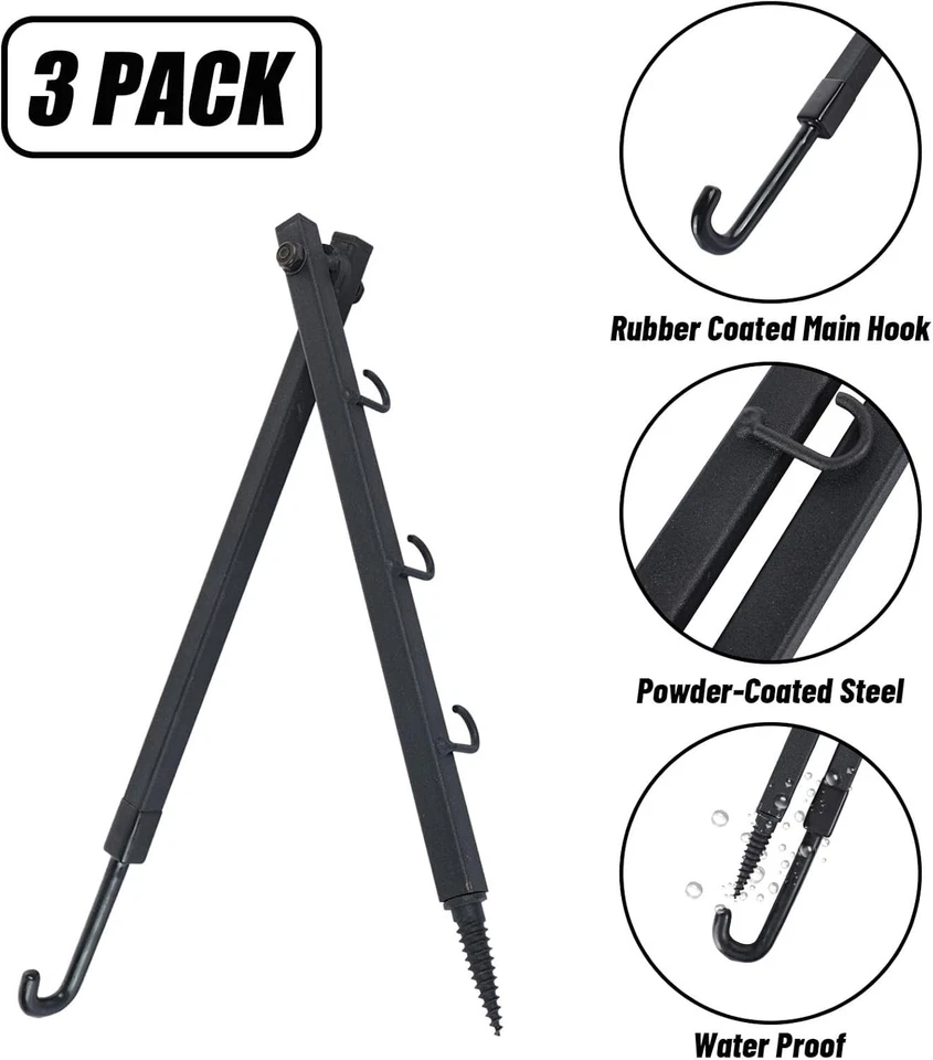 Tree Stand Bow Hanger Gear Holder Hook Pack of 3 Camping Hunting Accessories - Image 4 of 4