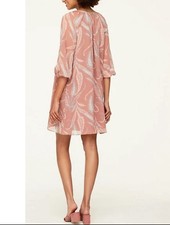 LOFT Women's Dress Boho Pink Multicolor 3/4 Sleeve V Neckline Floral Print Sz S