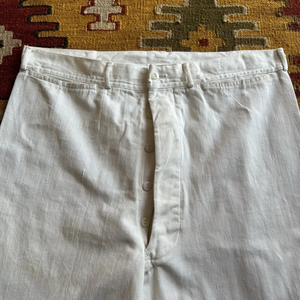 Винтажные военные брюки 1940-х годов Второй мировой войны ВМС США с колокольчиком на пуговицах 33x40 - Изображение 2 из 4