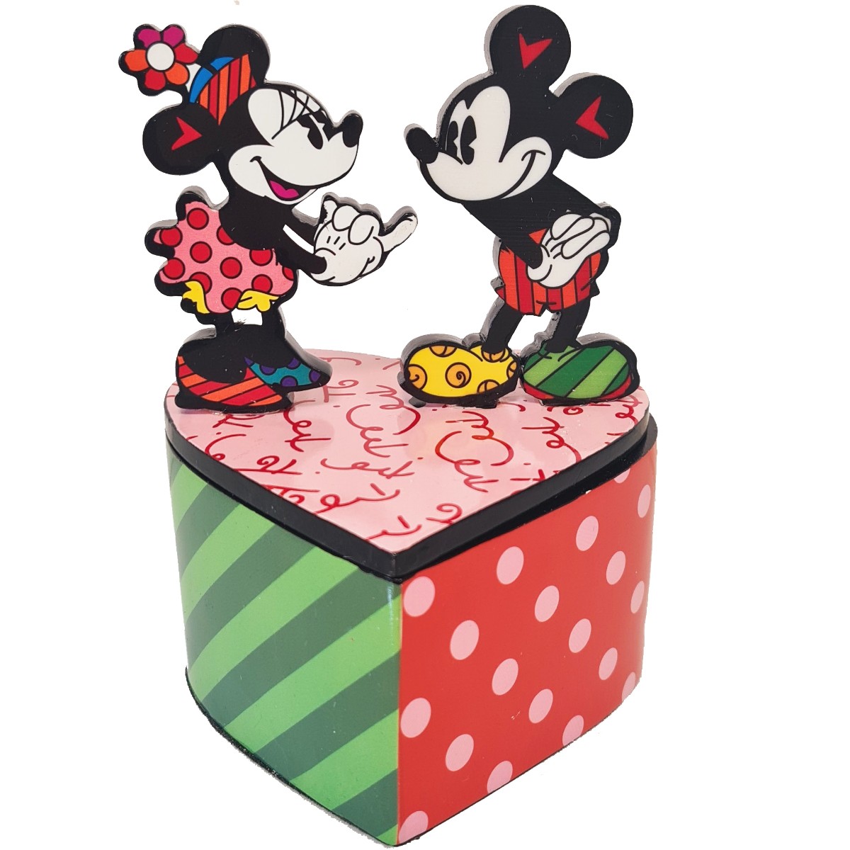 Boite de collection Mickey et Minnie par Romero Britto en résine multicolore de 15cm