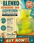 Blenko Sunshine 384 Water Bottle Art Glass Double Spout 8x6.5 HTF Pitcher