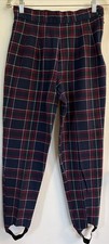 VTG 80s High Waist Plaid Stirrup Pants 9/10 Tartan Plaid Prep School Academia