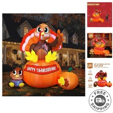 Vibrant 6 ft Inflatable Turkey with Lights - Perfect for Thanksgiving Parties