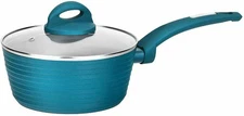 NutriChef 3.2in x 14.1in x 7.1in Saucepan Pot w/ Lid – Non-Stick Easy-to-Clean
