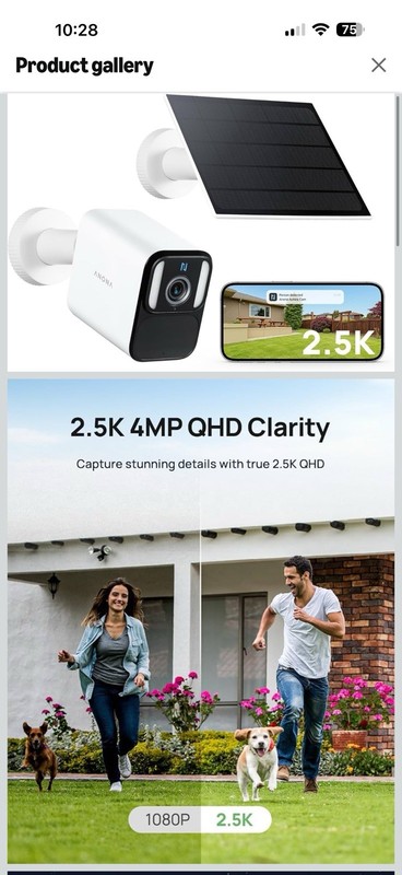 Anona Aurora 2.5K Wi-Fi Solar Security Camera IP67 Color Night Vision Alexa