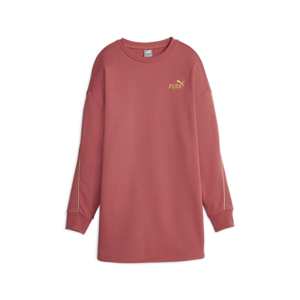 PUMA Womens Minimal Gold Long Sleeve Crewneck Dress in Red Casual Style 680023
