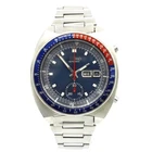 Vintage Blue Seiko Pogue Automatic Chronograph Day Date Wristwatch #WB5540-2