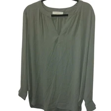 LOFT Green Long Sleeve Relaxed Blouse