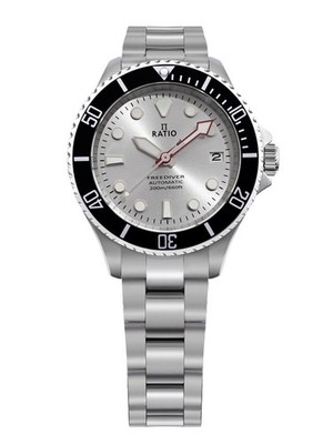 Ratio FreeDiver Saphir Edelstahl Automatk Taucher RTF048 200M Herrenuhr