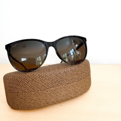 Maui Jim Ocean MJ723-10P Cat Eye Polarized Sunglasses Black 57-16-135 w/ Case