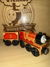 JAMES  THOMAS FRIENDS TRAIN WOODEN RAILWAY 2012 FISHER PRICE EXPOSED WOOD 