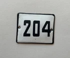 Vintage Enamel Porcelain Locker Number 204 Door Sign