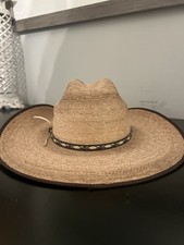 Resistol Jason Aldean Western Cowboy Hat Tan Palm Straw Hat 4 Brim