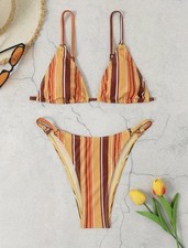 Yellow, Multi-Colored, Retro, Bikini Set